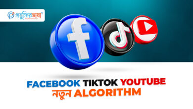 ২০২৫ সালের নতুন Algorithm - Facebook, TikTok ও YouTube অ্যালগরিদম আপডেটের ইলাস্ট্রেশন