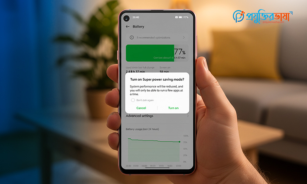 পাওয়ার সেভার মোড চালু করে মোবাইলের ব্যাটারি ব্যাকআপ বাড়ানোর উপায়