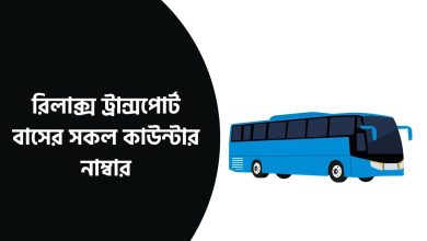 রিলাক্স ট্রান্সপোর্ট বাসের সকল কাউন্টার নাম্বার