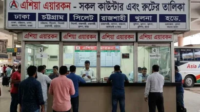 এশিয়া এয়ারকন বাসের সকল কাউন্টার নাম্বার