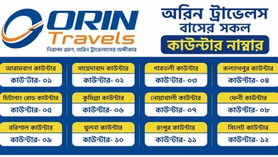 অরিন ট্রাভেলস বাসের সকল কাউন্টার নাম্বার