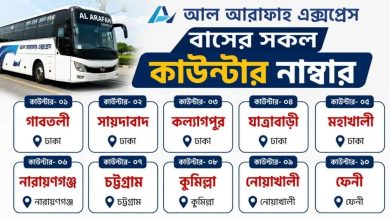 আল আরাফাহ এক্সপ্রেস বাসের সকল কাউন্টার নাম্বার
