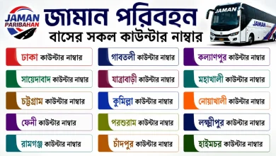 জামান পরিবহন বাসের সকল কাউন্টার নাম্বার